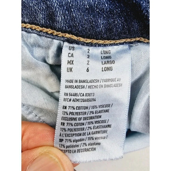 American Eagle Outfitters Size 2 Long Super Stretch Skinny Blue Denim Logo Jeans - Picture 5 of 13